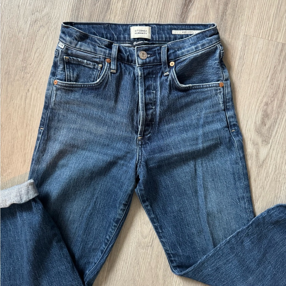 Citizens Of Humanity Dark Blue Emery crop Straight Jeans